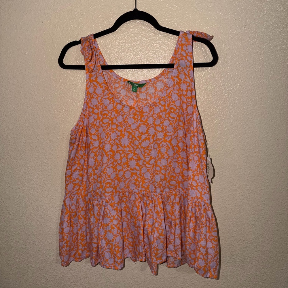 dip Orange and Purple Floral Sleeveless Top